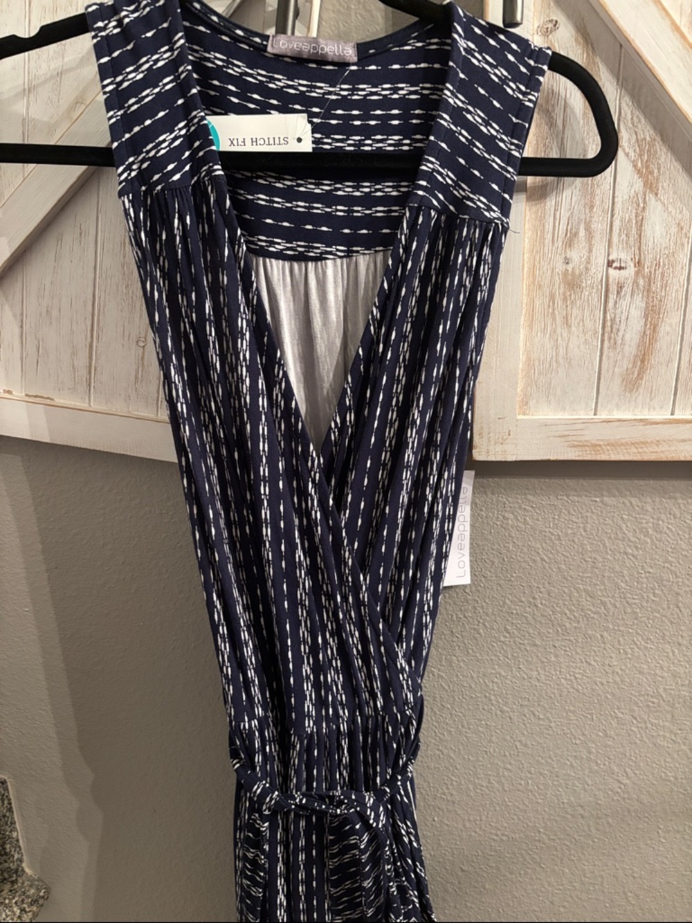 Loveappella Navy & White Striped Wrap Maxi Dress nwt
